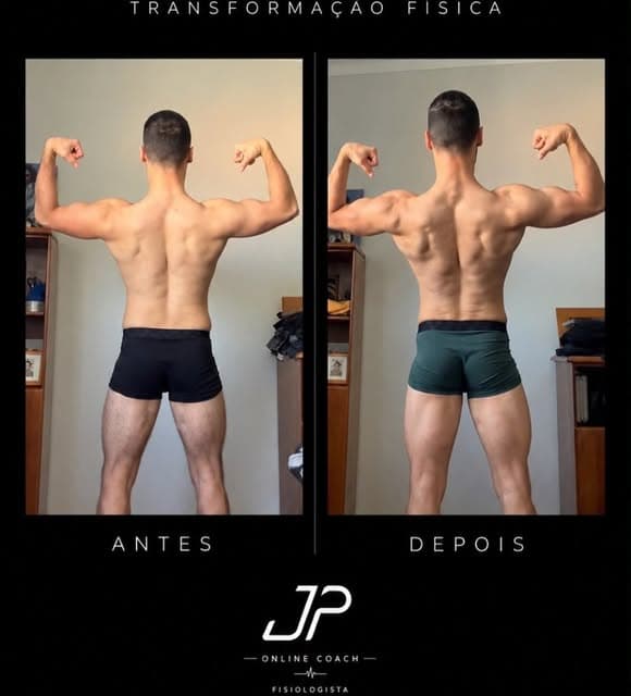 Transformação física de cliente, antes e depois (costas)